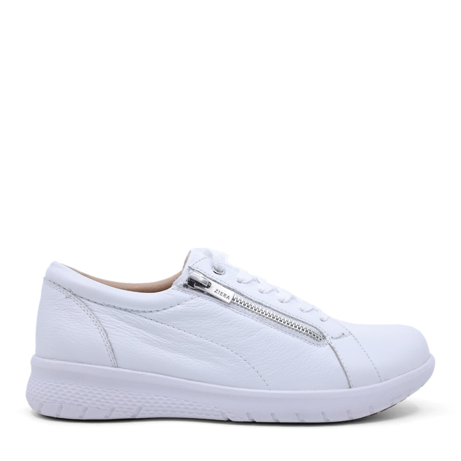 WHITE LACE UP ZIP UP SNEAKER