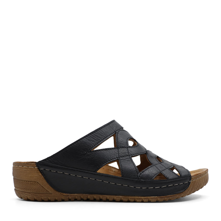 SCISSORS TAN BROWN SLIP ON SLIDE SANDAL