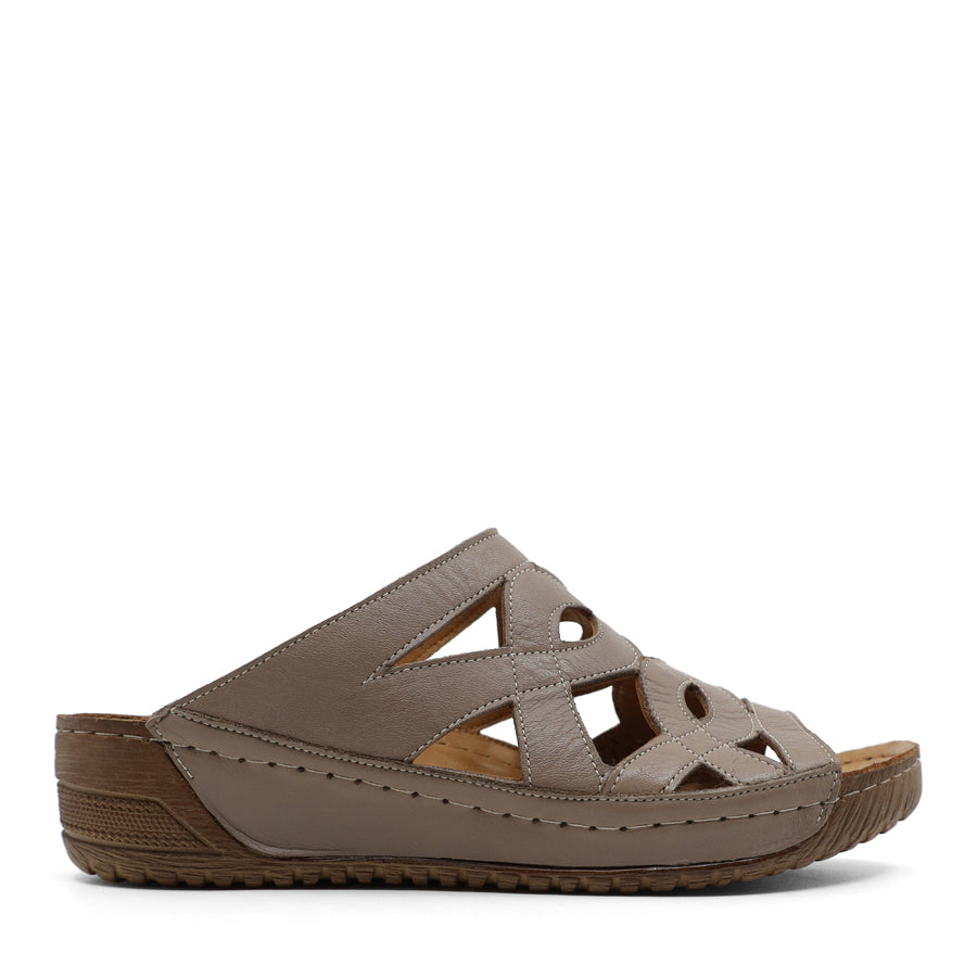 SCISSORS TAN BROWN SLIP ON SLIDE SANDAL