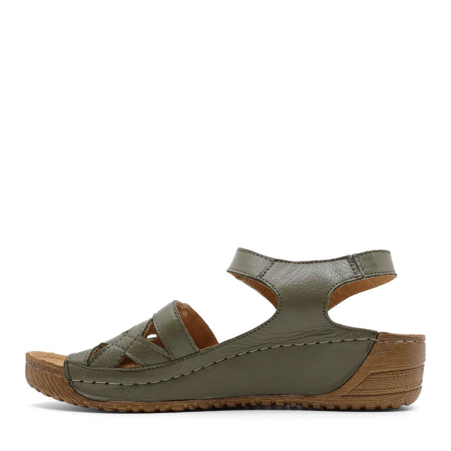 NILE GREEN TAN LEATHER VELCRO SANDAL