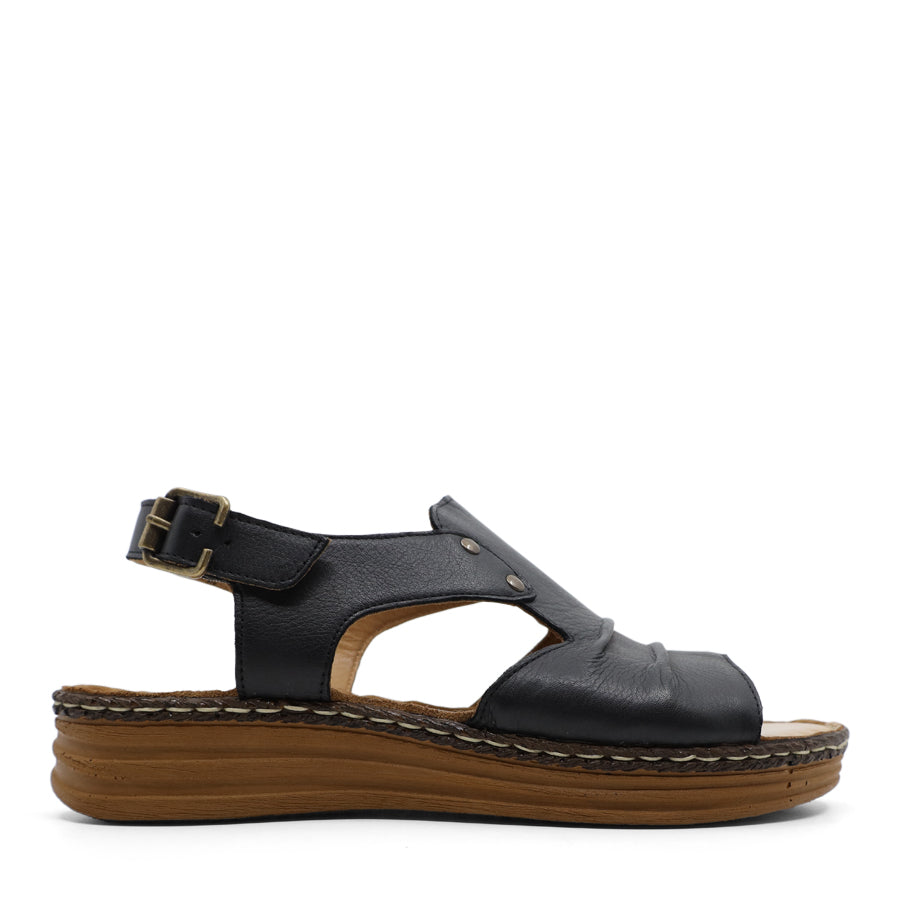 BLACK ADJUSTABLE ANKLE STRAP SANDAL