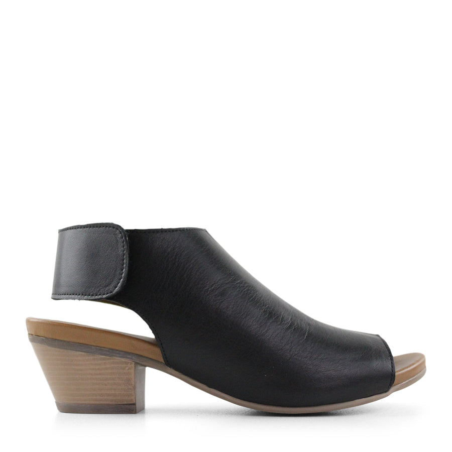 BLACK VELCRO ANKLE STRAP HEEL
