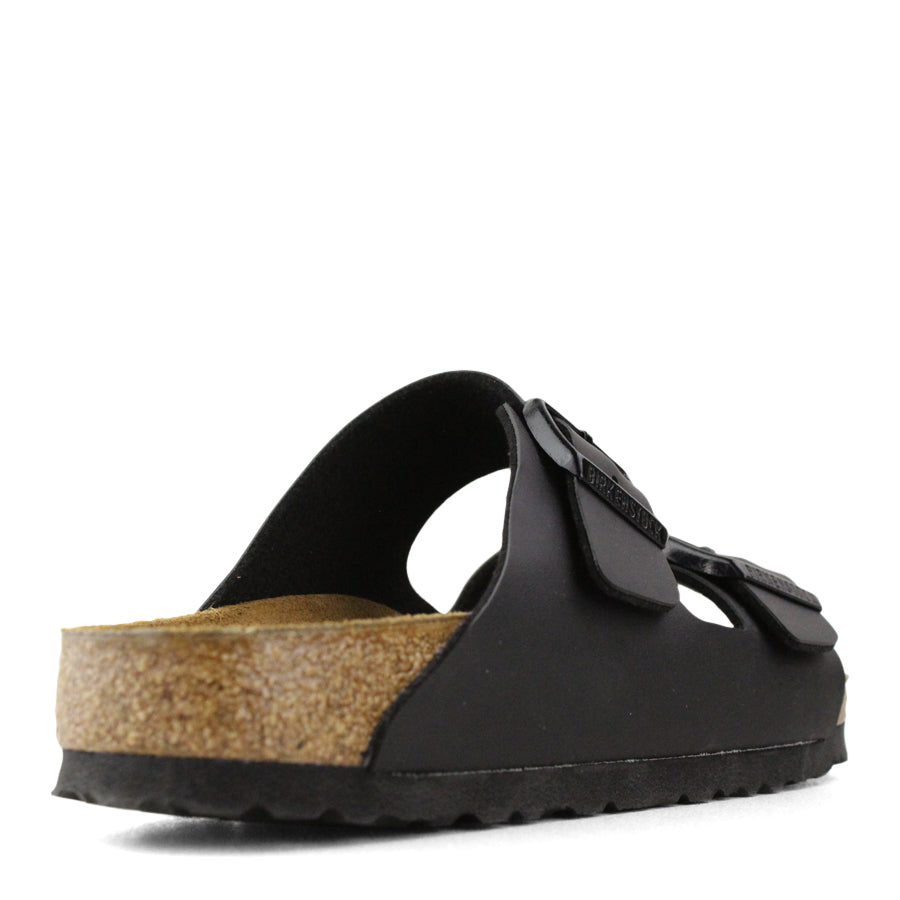 BLACK TWO STRAP SLIDE SANDAL