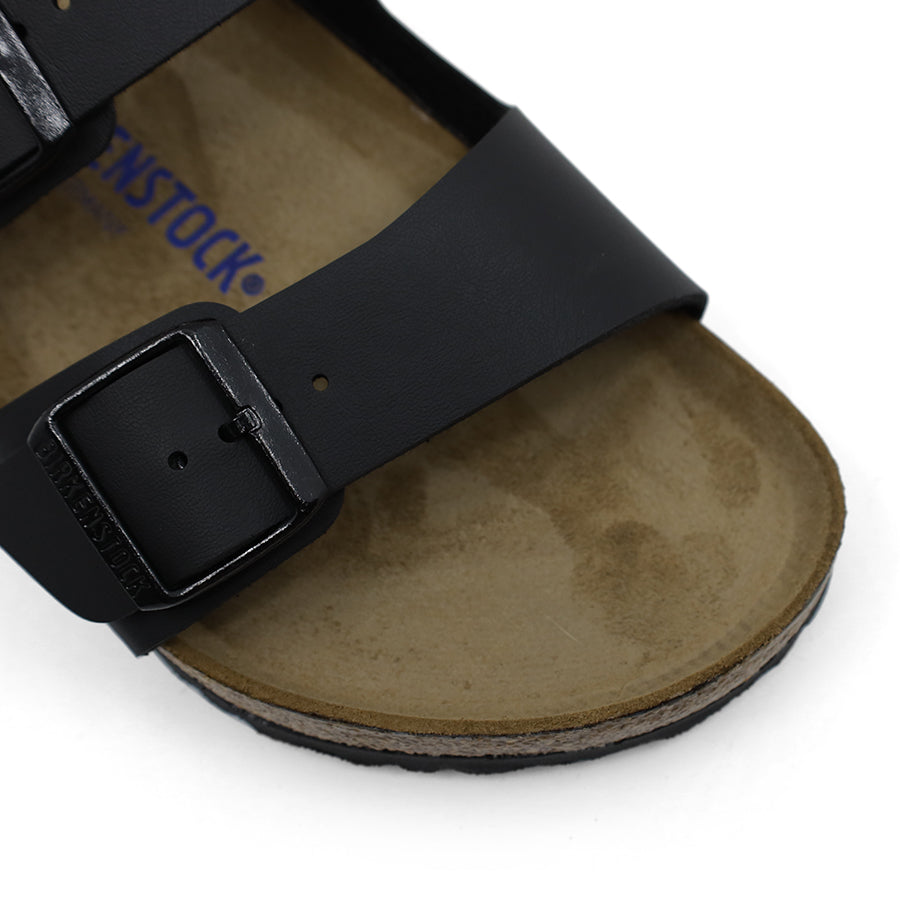 BLACK TWO STRAP SLIDE SANDAL