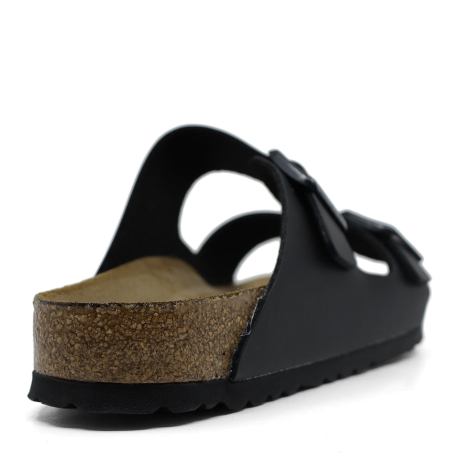 BLACK TWO STRAP SLIDE SANDAL