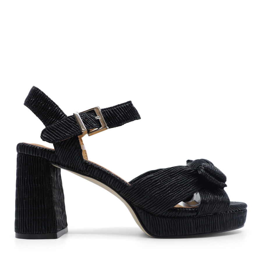 BLACK BOW EVENING HIGH PLATFORM HEEL