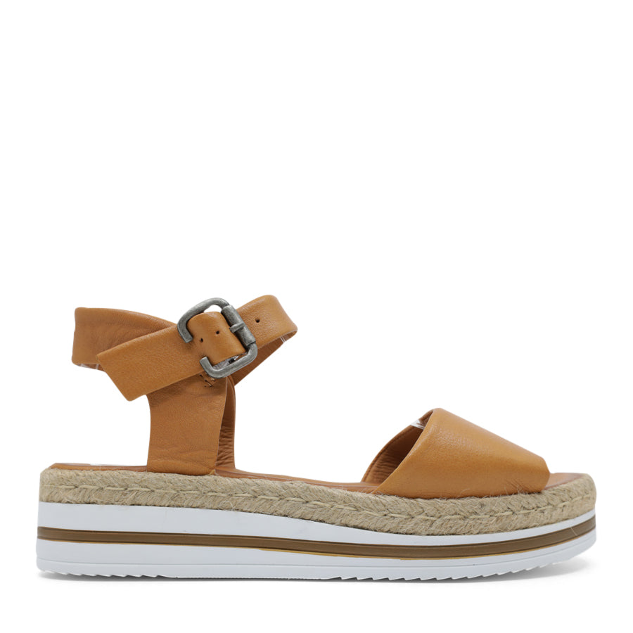 COCONUT TAN ANKLE STRAP PLATFORM  SANDAL