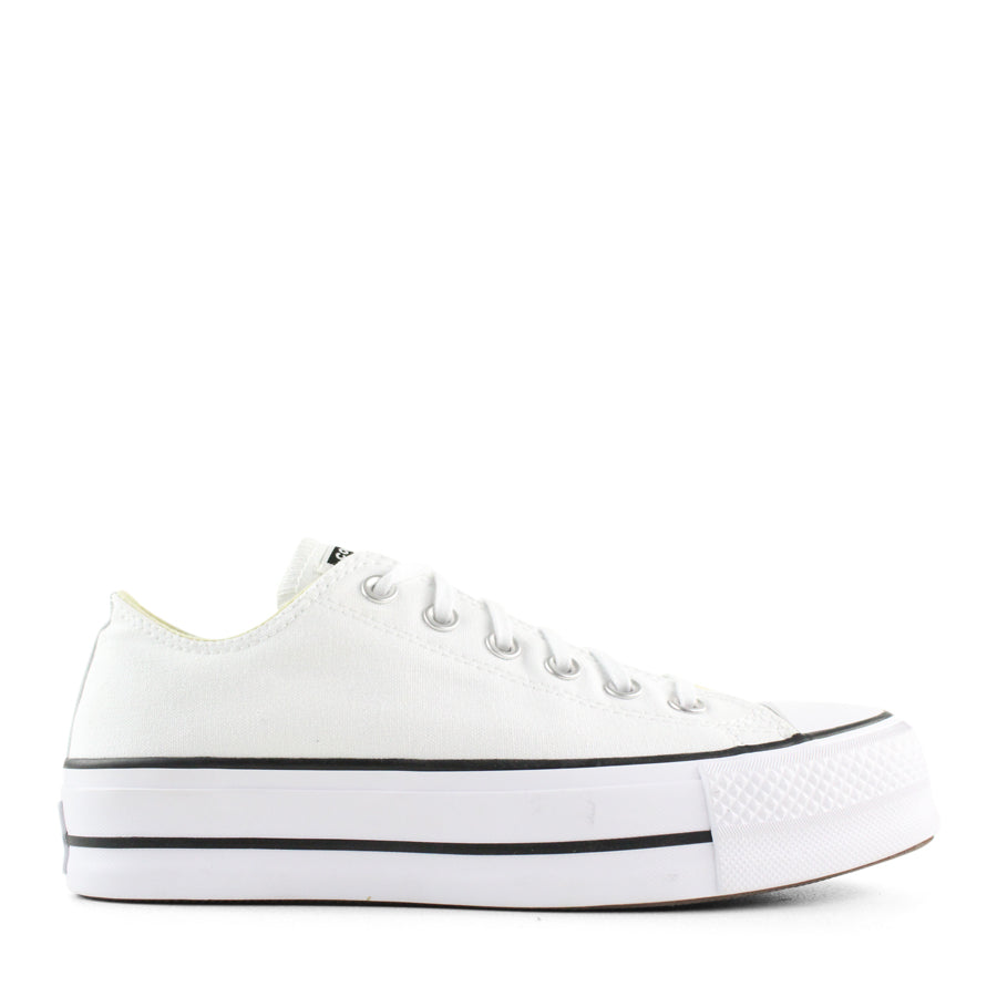 WHITE LOW TOP LACE UP PLATFORM SNEAKER