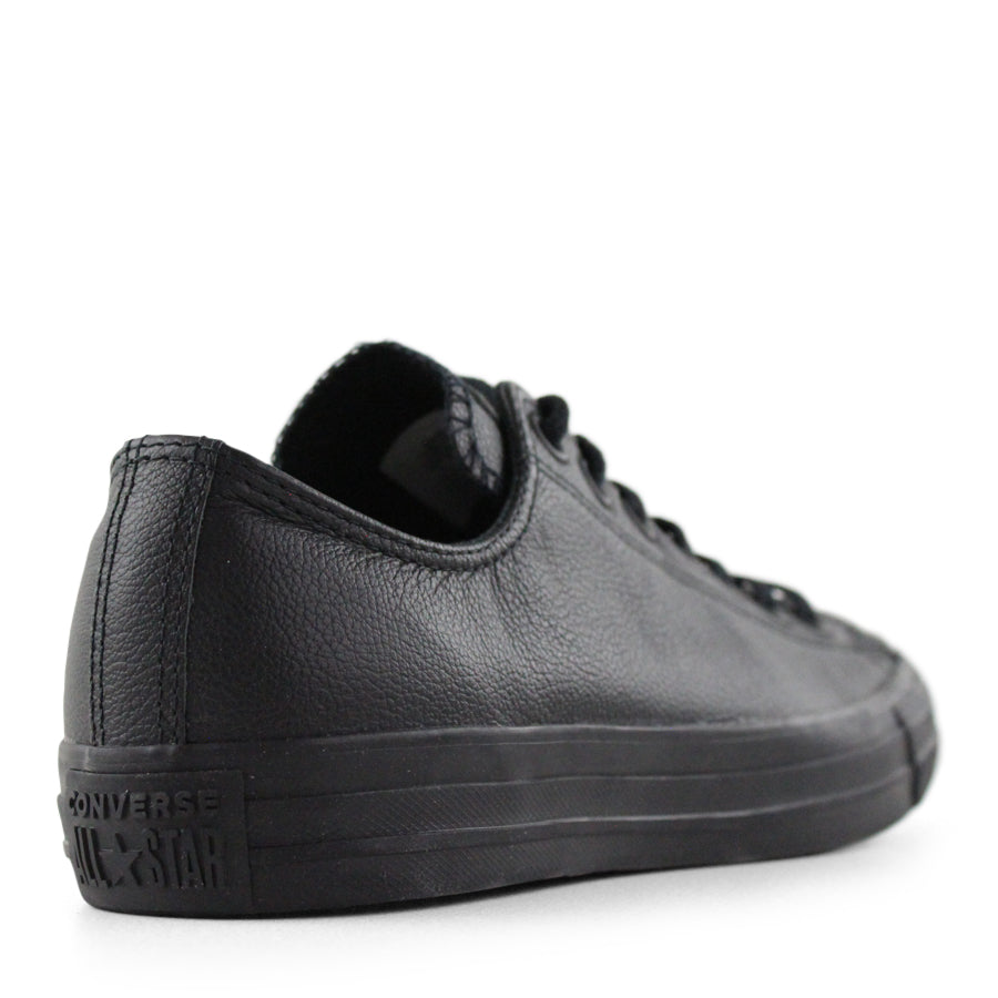 BLACK MONACHROME LEATHER LOW TOP LACE UP SNEAKER