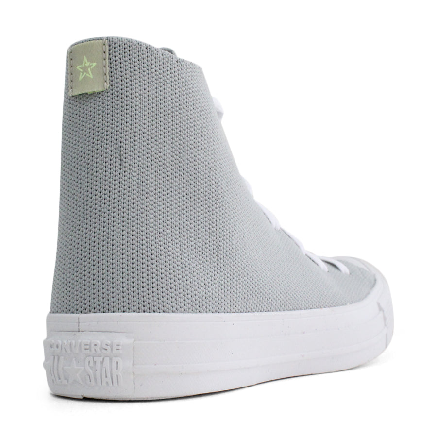 ASH GREY KNITTED CANVAS LACE UP HIGH TOP SNEAKER