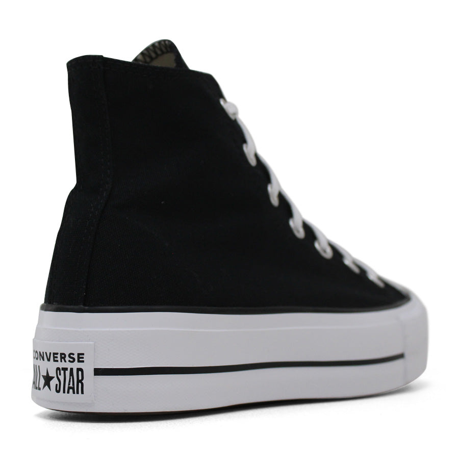 BLACK WHITE CANVAS HIGH TOP LACE UP PLATFORM SNEAKER