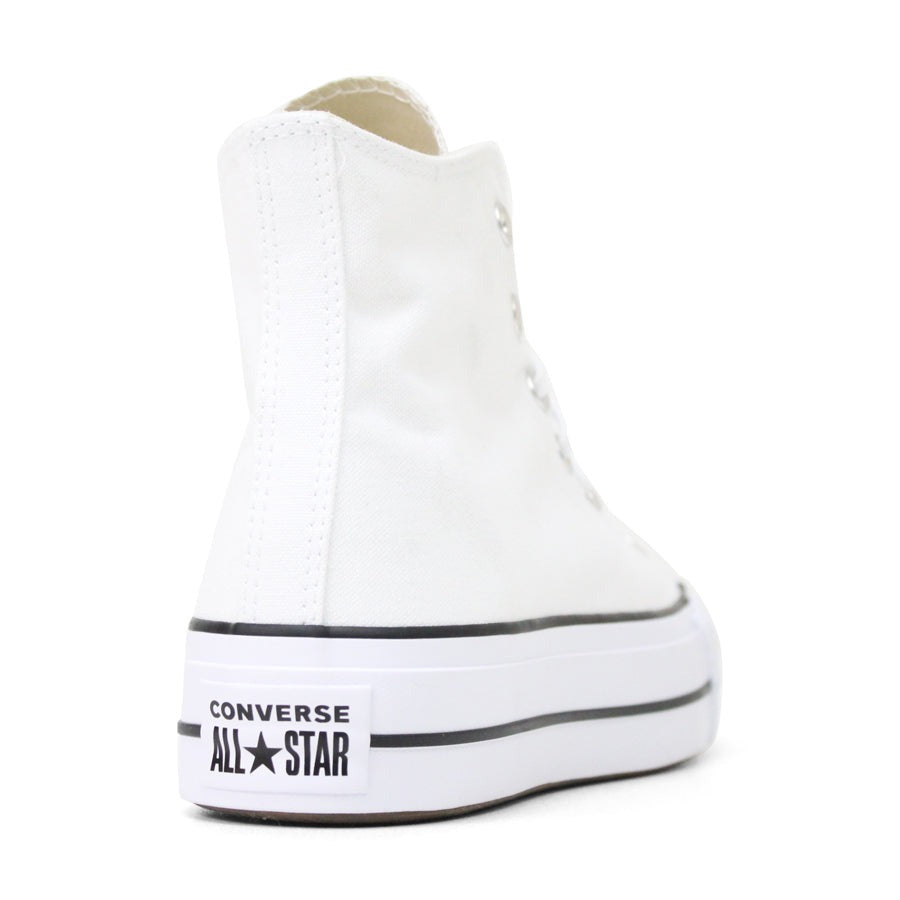 WHITE CANVAS HIGH TOP LACE UP PLATFORM SNEAKER