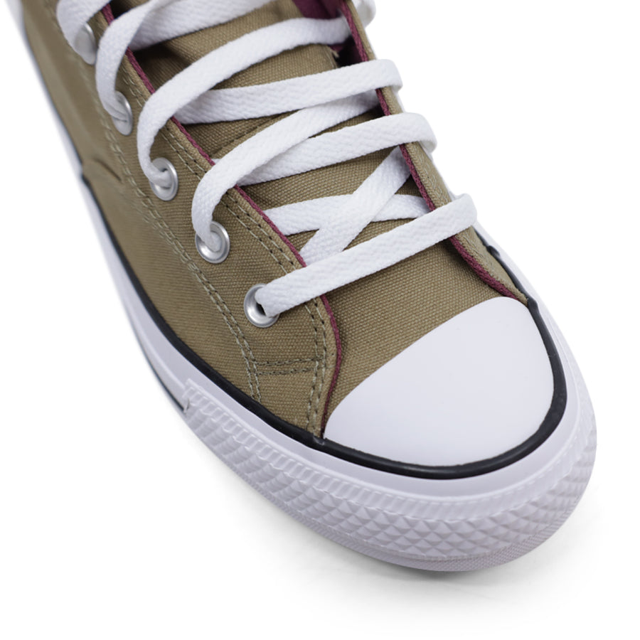 ROASTED BROWN GREEN RED OPTICAL MID TOP LACE UP SNEAKER