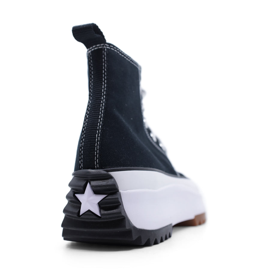 BLACK WHITE CHUNKY BOOT LACE UP HIGH TOP PLATFORM SNEAKER