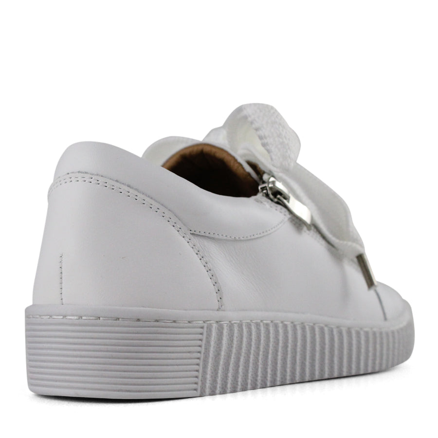 WHITE SNEAKER WIDE LACE ZIP SIDED