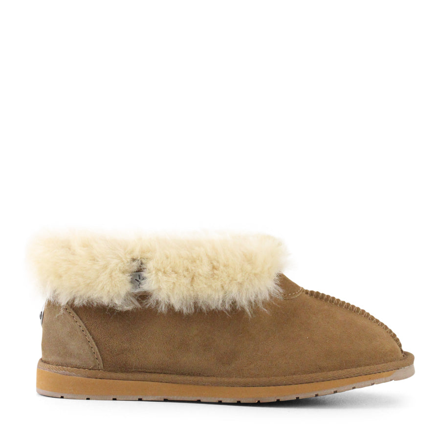 CHESTNUT DOUBLE FACE SHEEPSKIN PULL ON SLIPPER