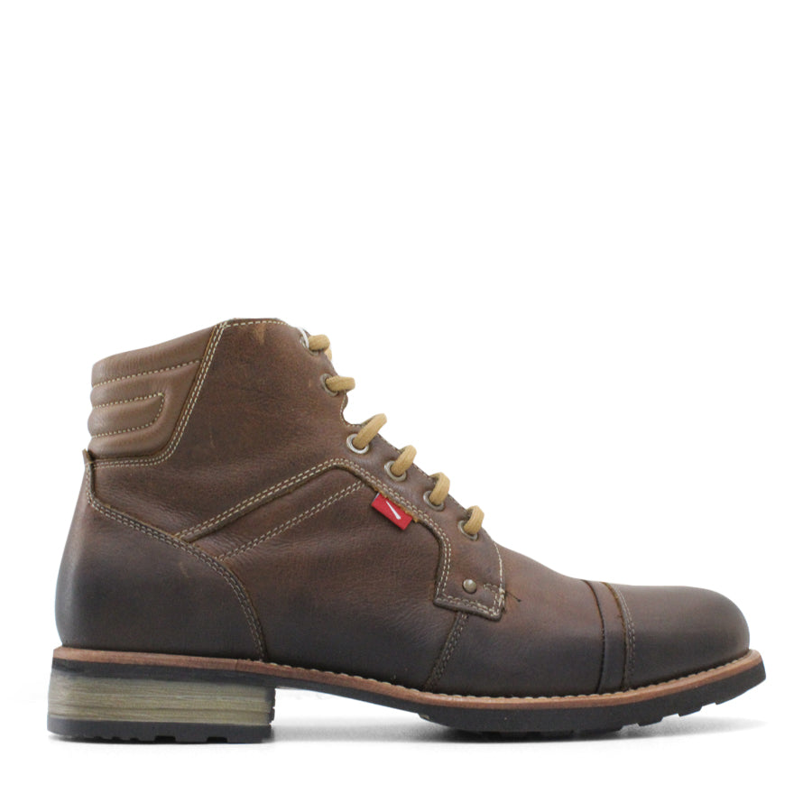 MENS CAMEL BROWN LACE UP ZIP UP ANKLE BOOT