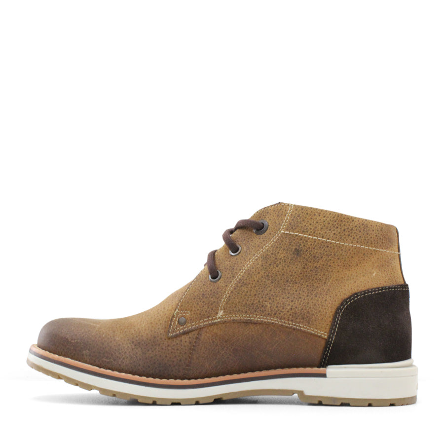 MENS CAMEL BROWN LACE UP ANKLE BOOT