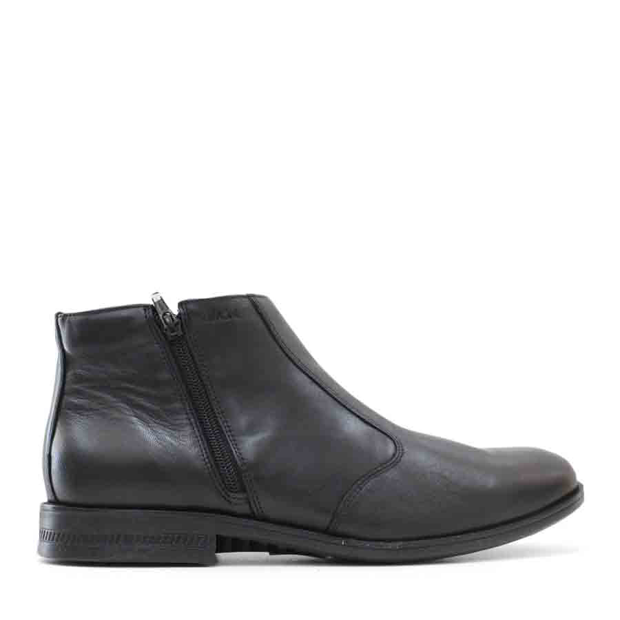MENS BLACK TWO ZIP UP ANKLE BOOT
