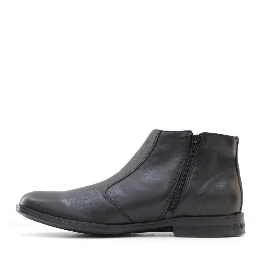 MENS BLACK TWO ZIP UP ANKLE BOOT