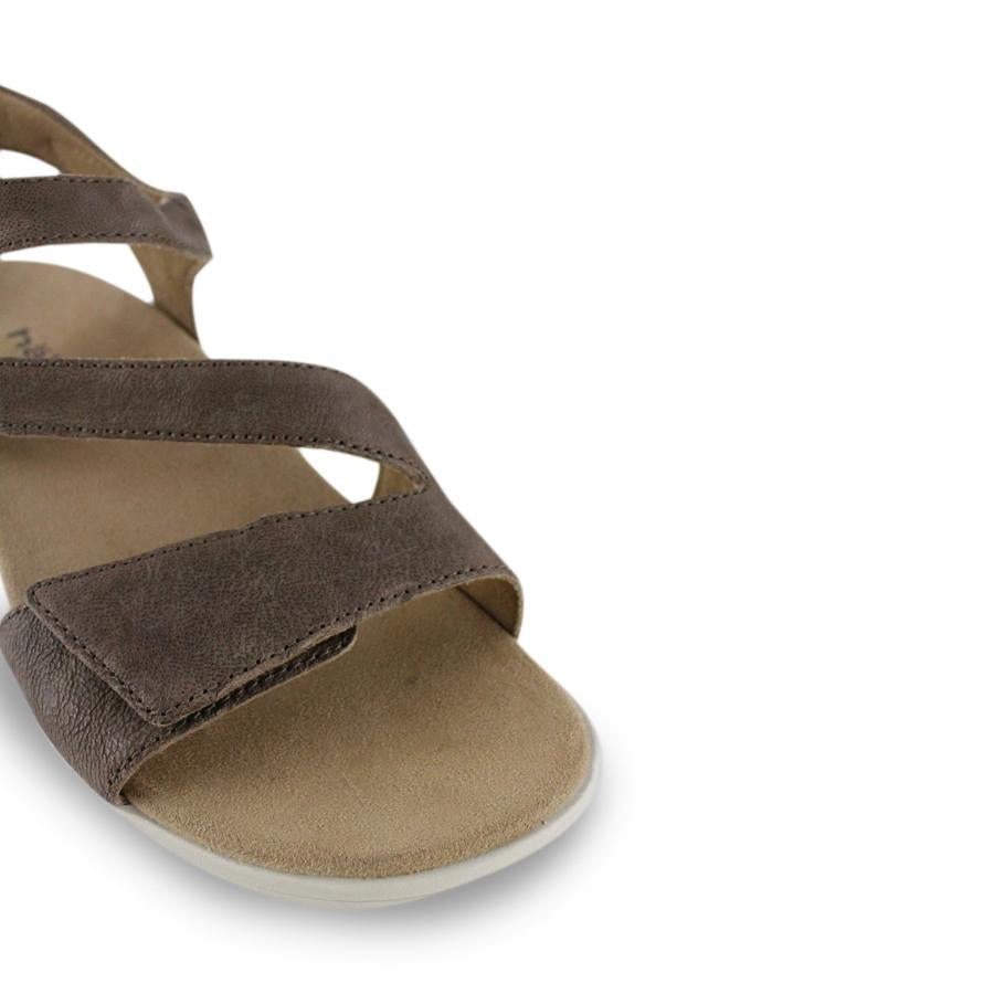 TAUPE VELCRO STRAPS ADJUSTABLE ANKLE STRAP SANDAL