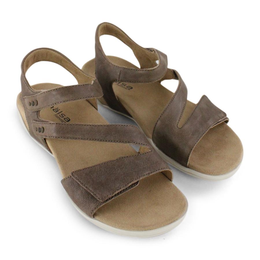 TAUPE VELCRO STRAPS ADJUSTABLE ANKLE STRAP SANDAL