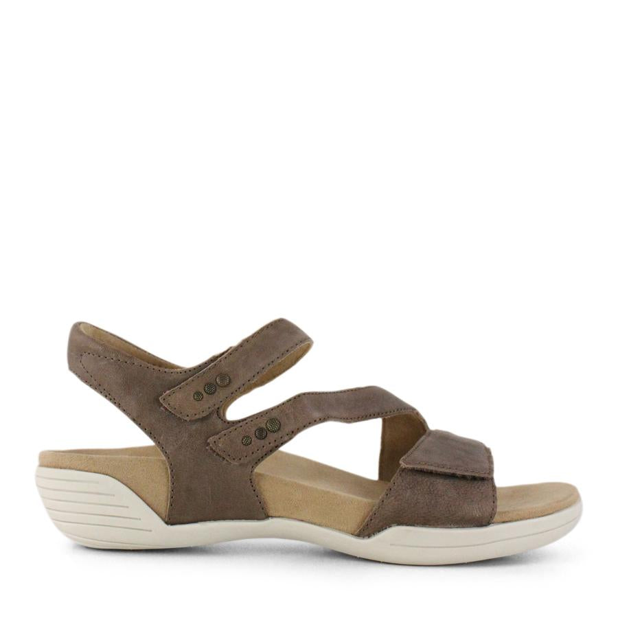 TAUPE VELCRO STRAPS ADJUSTABLE ANKLE STRAP SANDAL