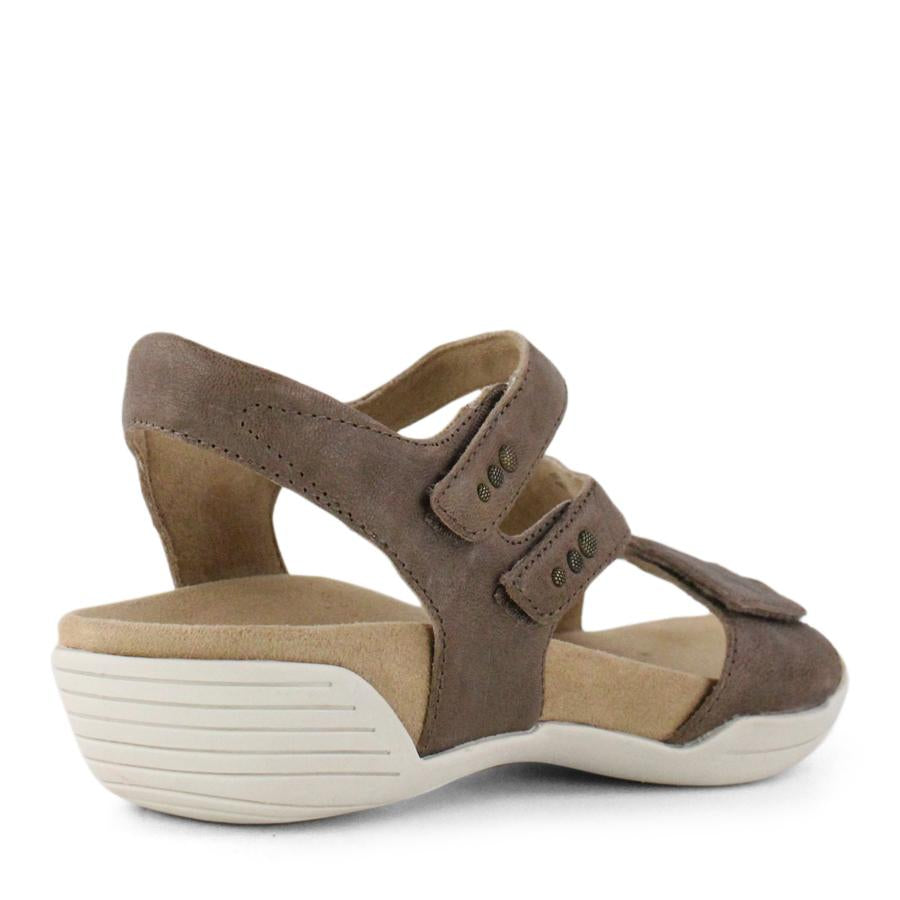 TAUPE VELCRO STRAPS ADJUSTABLE ANKLE STRAP SANDAL