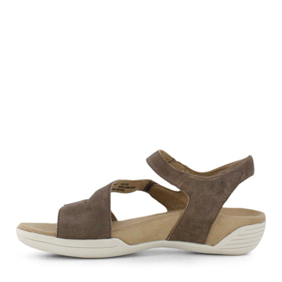 TAUPE VELCRO STRAPS ADJUSTABLE ANKLE STRAP SANDAL