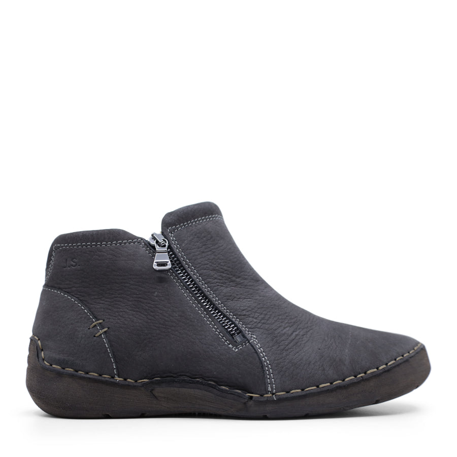 TITAN BLUE GREY LEATHER ZIP UP ANKLE BOOT