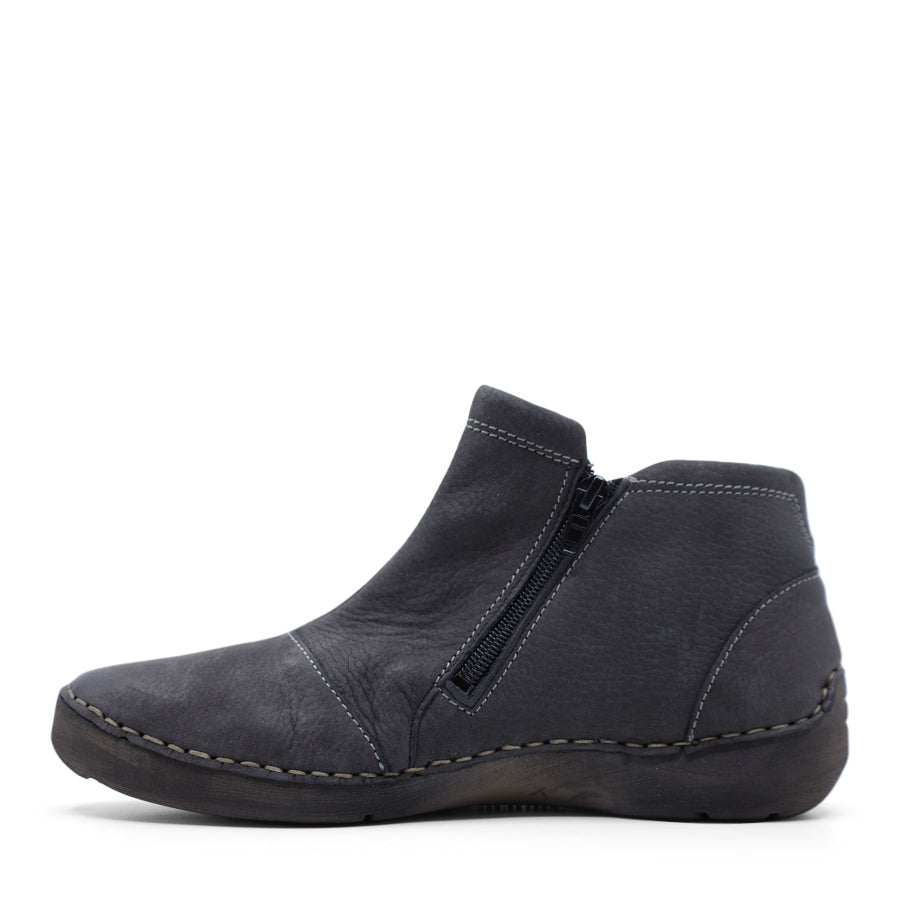 TITAN BLUE GREY LEATHER ZIP UP ANKLE BOOT