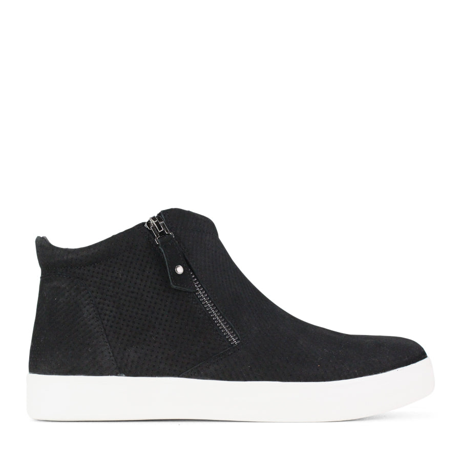 BLACK SUEDE ZIP UP ANKLE BOOT