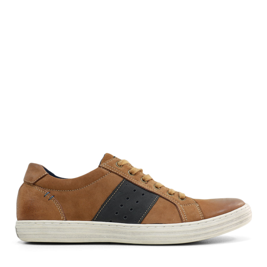 TAN NAVY MENS LACE UP SNEAKER SHOE