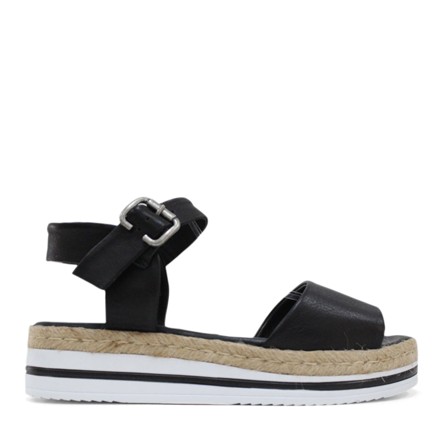 BLACK ANKLE STRAP PLATFORM  SANDAL