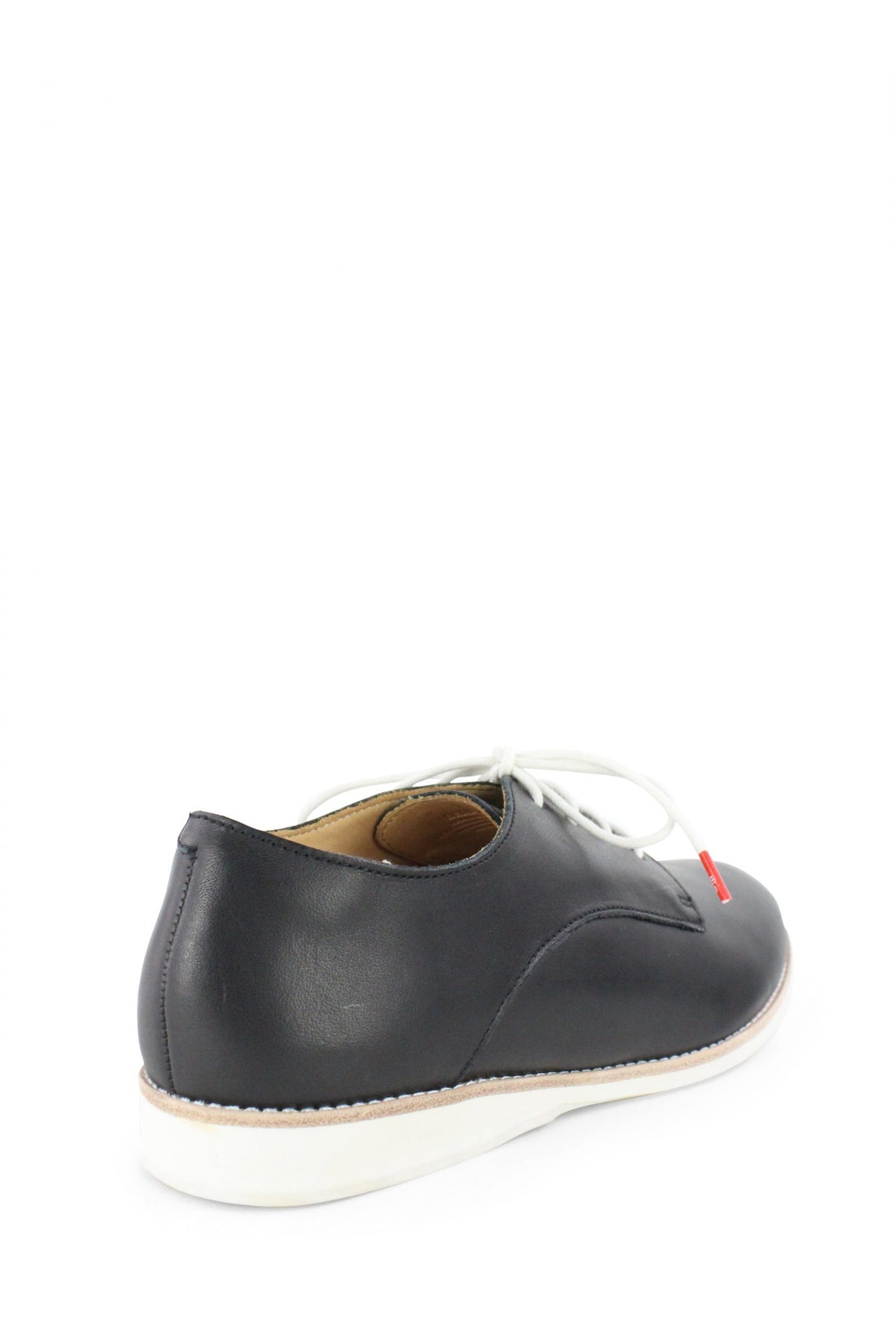 BLACK DERBY LACE UP SHOE WHITE SOLE