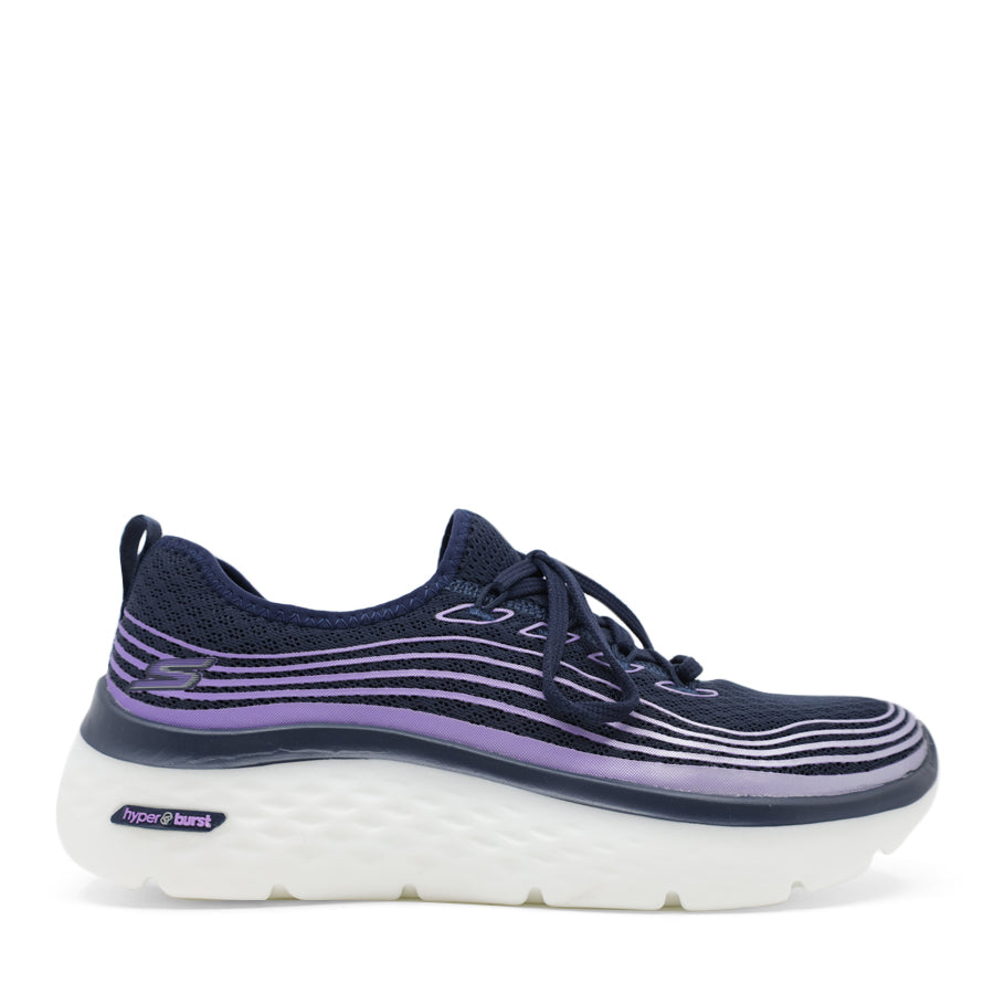 NAVY LAVENDER HIGH SOLE LACE UP SNEAKER