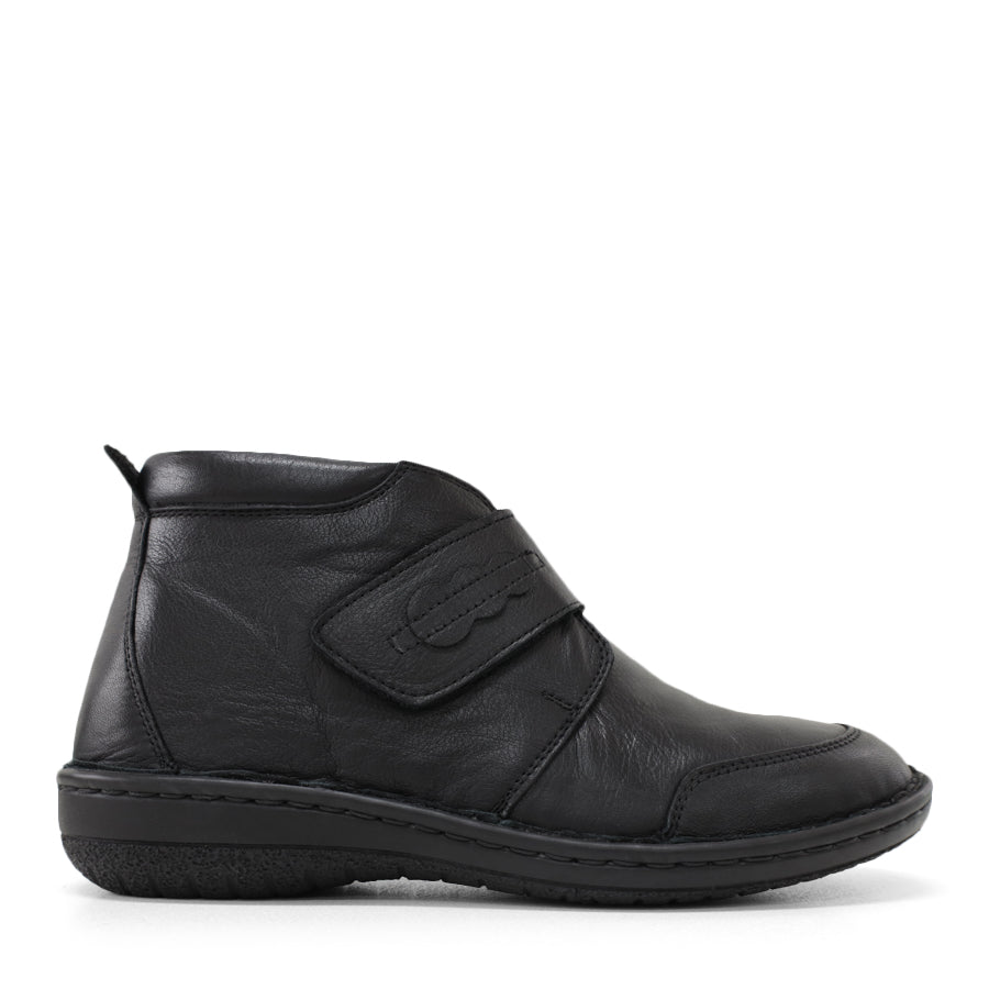 BLACK ADJUSTABLE VELCRO ANKLE BOOT