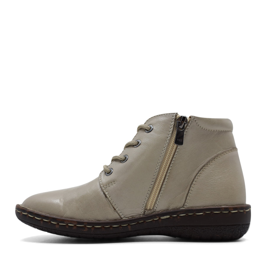 STONE LACE UP BOOT WITH SIDE ZIP