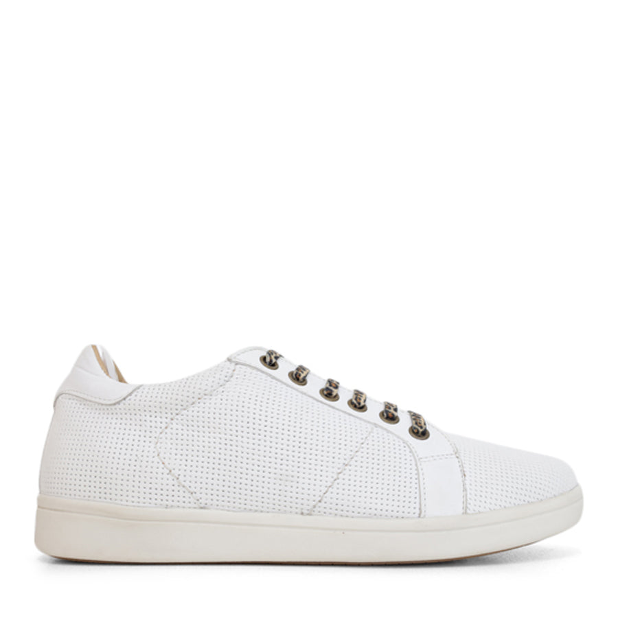 WHITE LEOPARD LACE UP SNEAKER