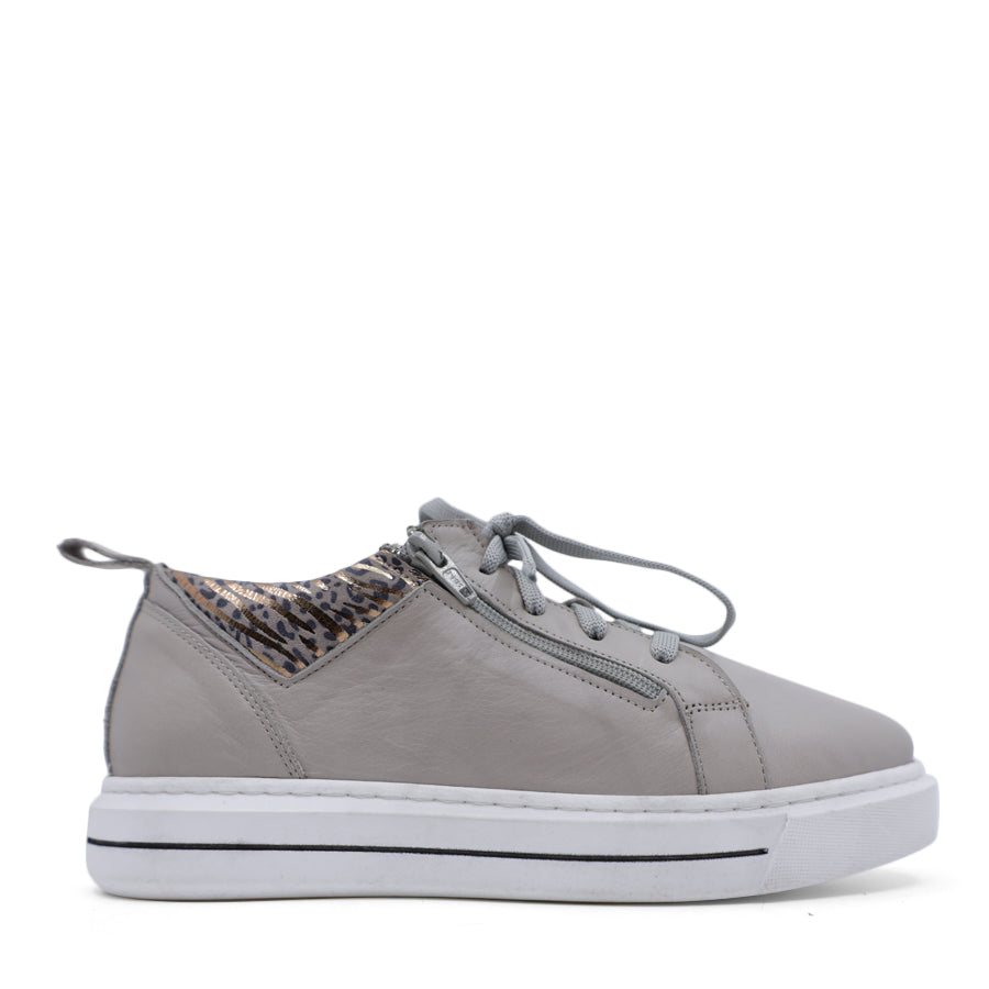 SILVER GREY LACE UP SNEAKER DUAL ZIP
