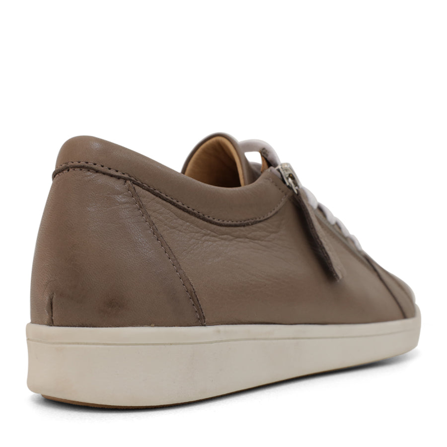 DARK STONE BROWN TAUPE LACE UP ZIP UP SNEAKER