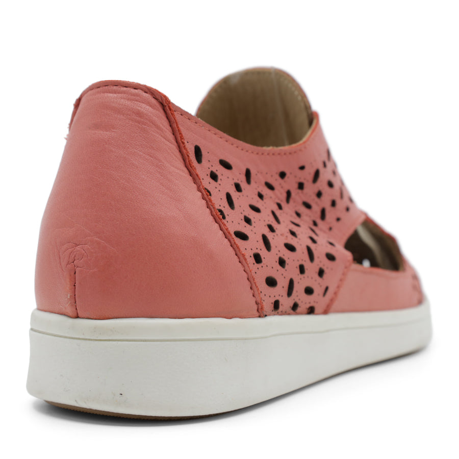 EGLANTINE PINK SIDE CUT OUT PUNCHED LEATHER LACE UP SNEAKER