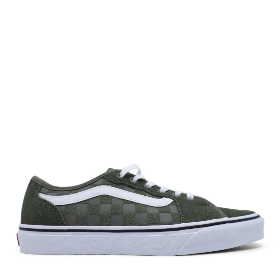 GRAPE LEAF GREEN CHECKERBOARD LACE UP SNEAKER