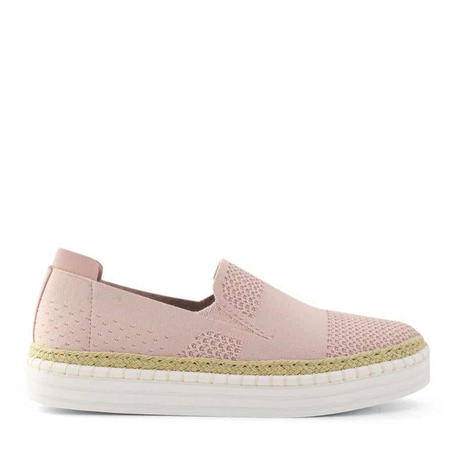 ROSE QUARTZ DUSTY PINK ESPADRILLE PLATFORM SLIP ON LOAFER SHOE