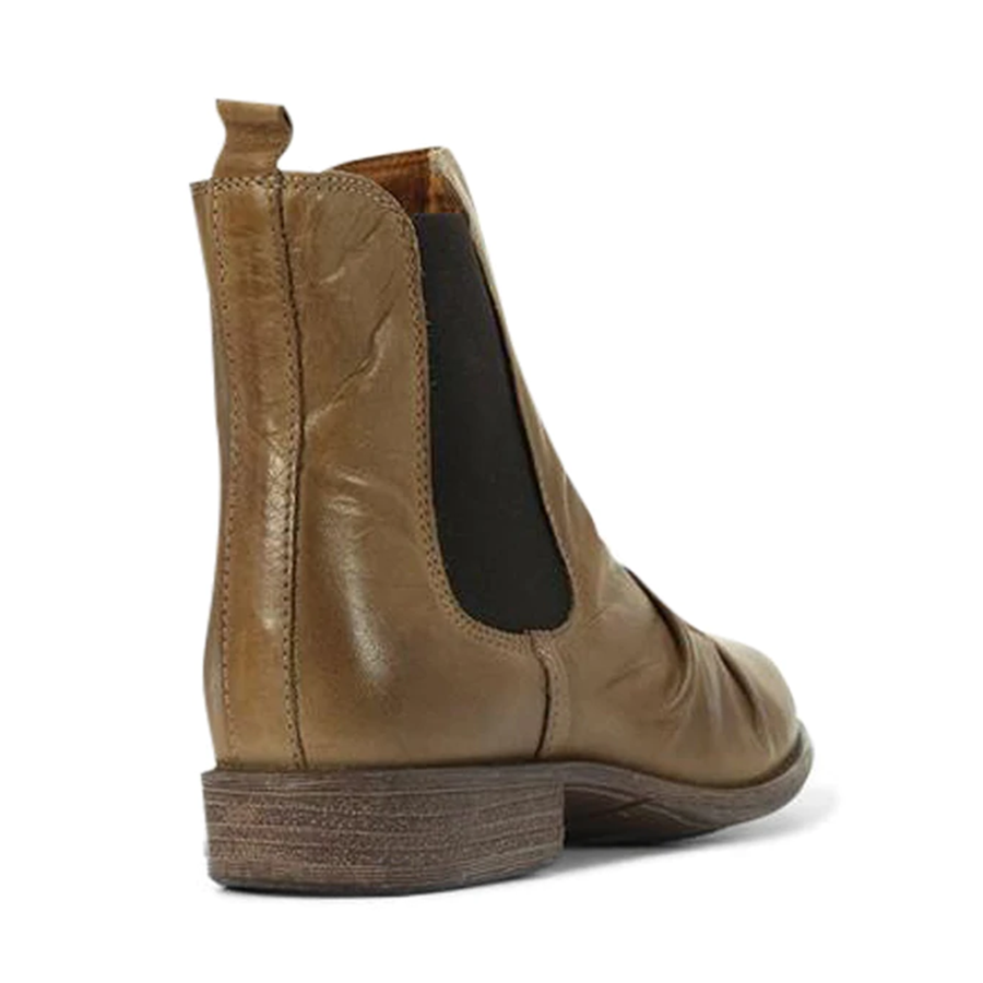 TAUPE PULL ON ELASTIC SIDED BOOT SOFT LEATHER