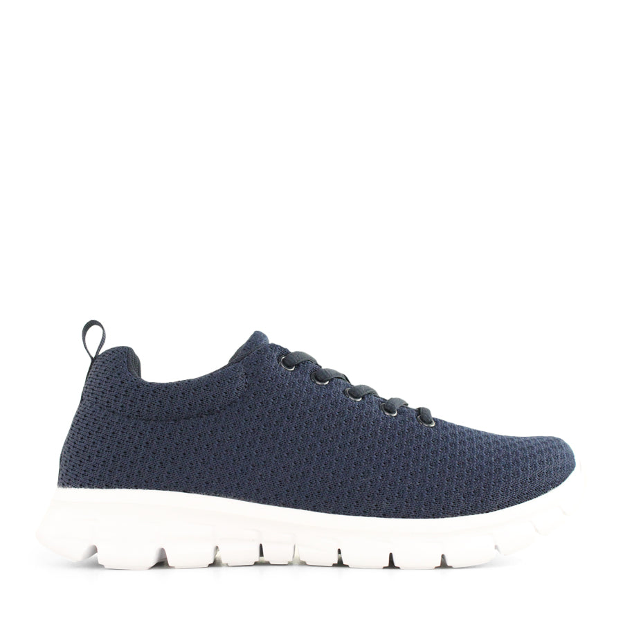 NAVY BLUE WHITE SOLE MESH LACE UP SNEAKER