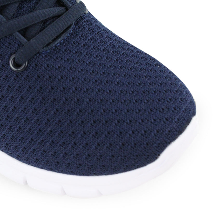 NAVY BLUE WHITE SOLE MESH LACE UP SNEAKER