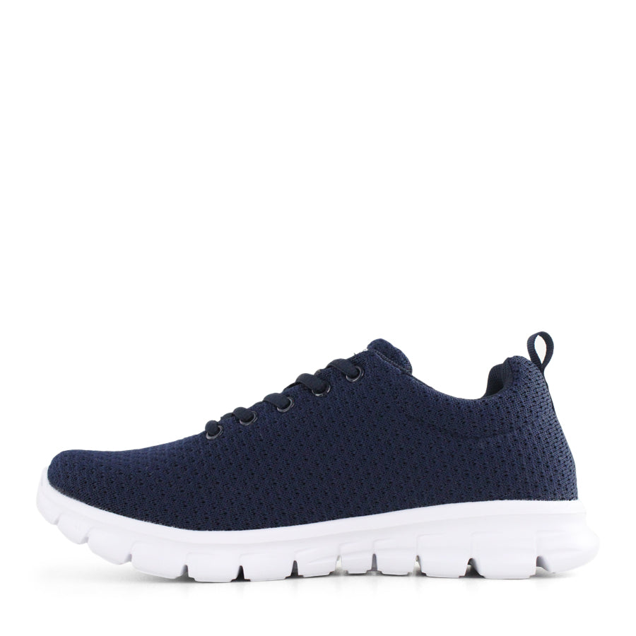 NAVY BLUE WHITE SOLE MESH LACE UP SNEAKER