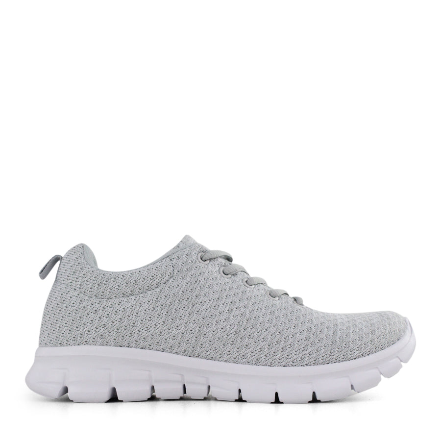 SILVER WHITE SOLE MESH LACE UP SNEAKER