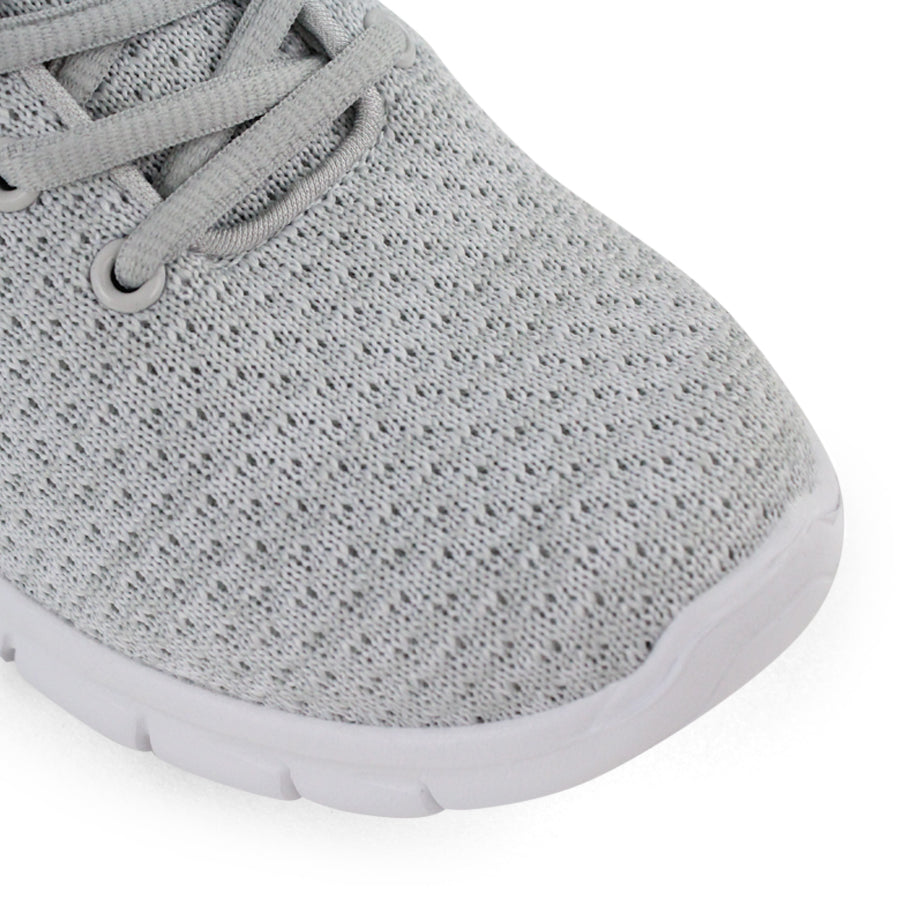 SILVER WHITE SOLE MESH LACE UP SNEAKER